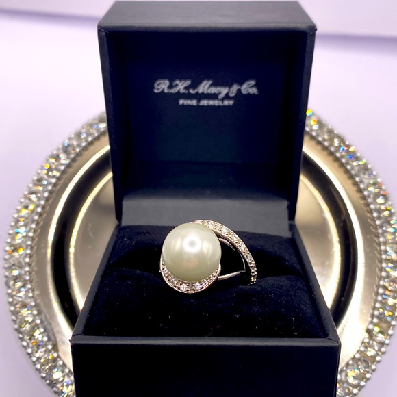 Macy's Jewelry - Pearl and Pave Crystal Ring